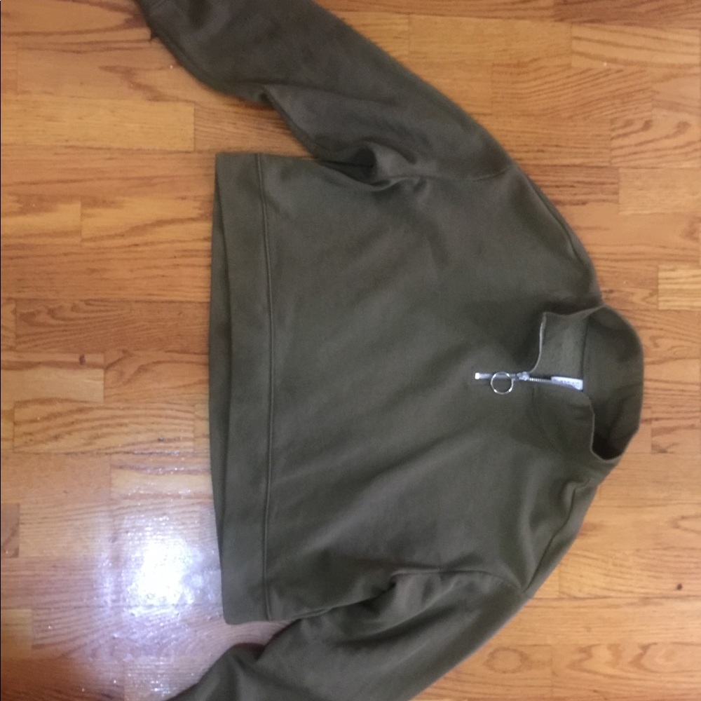 Green sweater crop top
